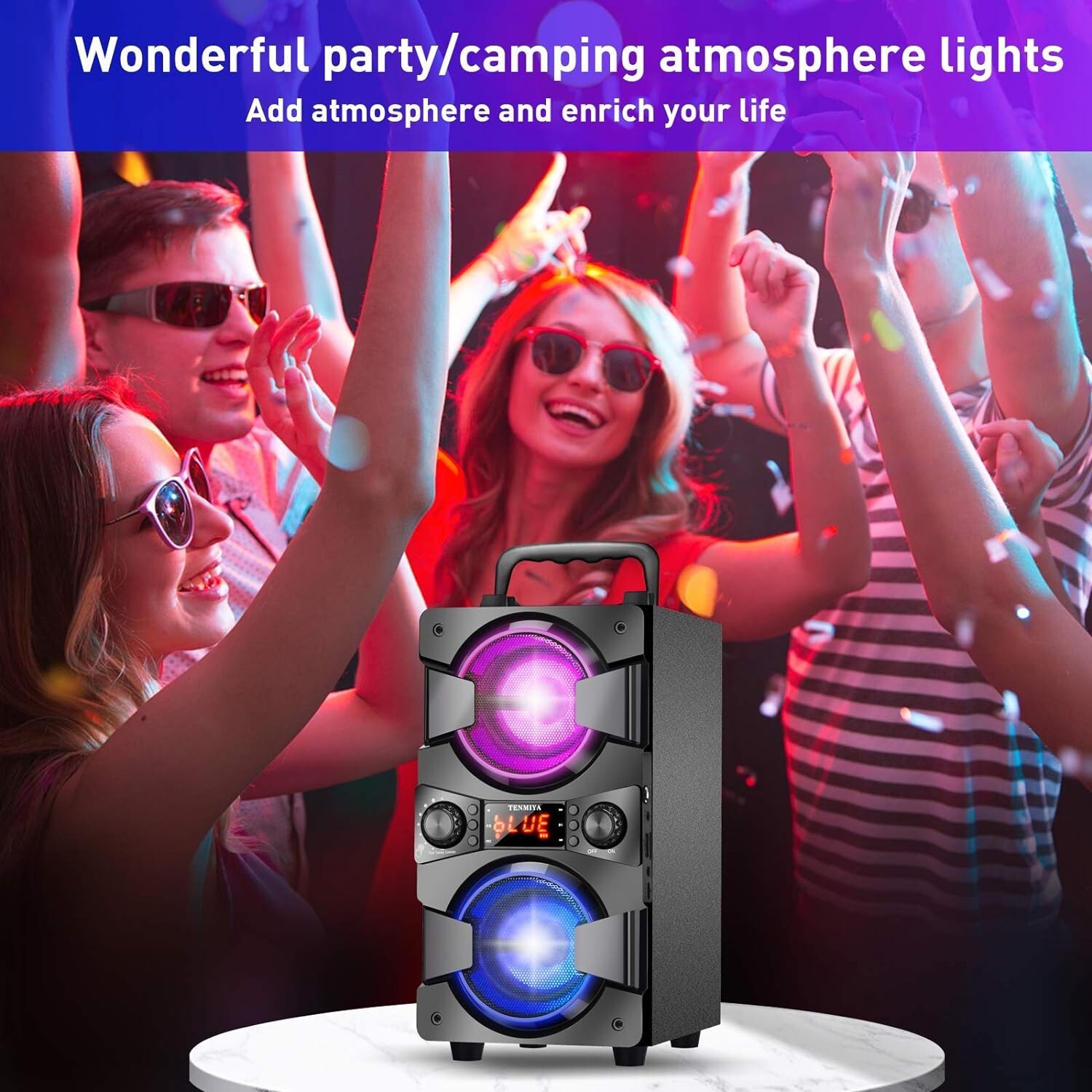 Karaoke Machine with Microphone ,Portable Bluetooth Speaker dual 3 inch subwofer