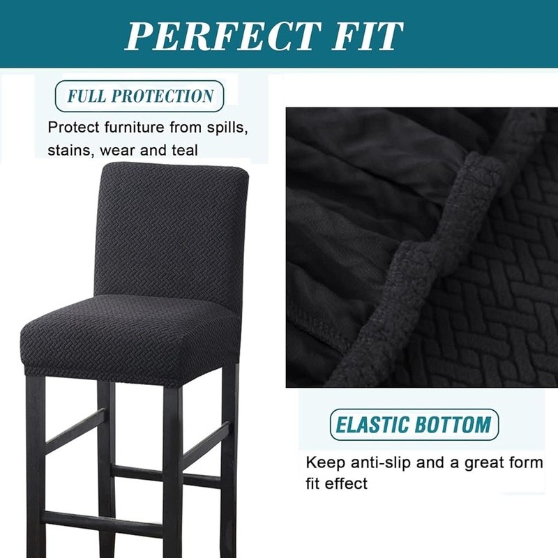 Stretch Bar Stool Covers Backrest Protector Chair Slipcovers Machine Washable US