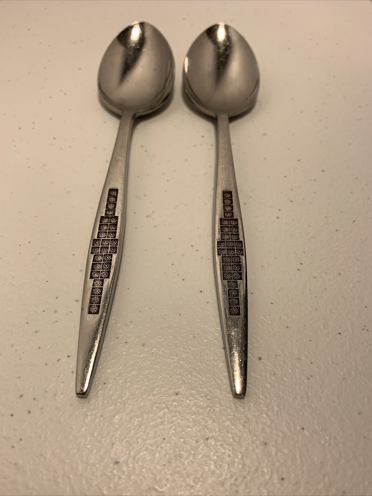 2 National Stainless SUNFLOWER Japan Teaspoons FREE SHIPPING