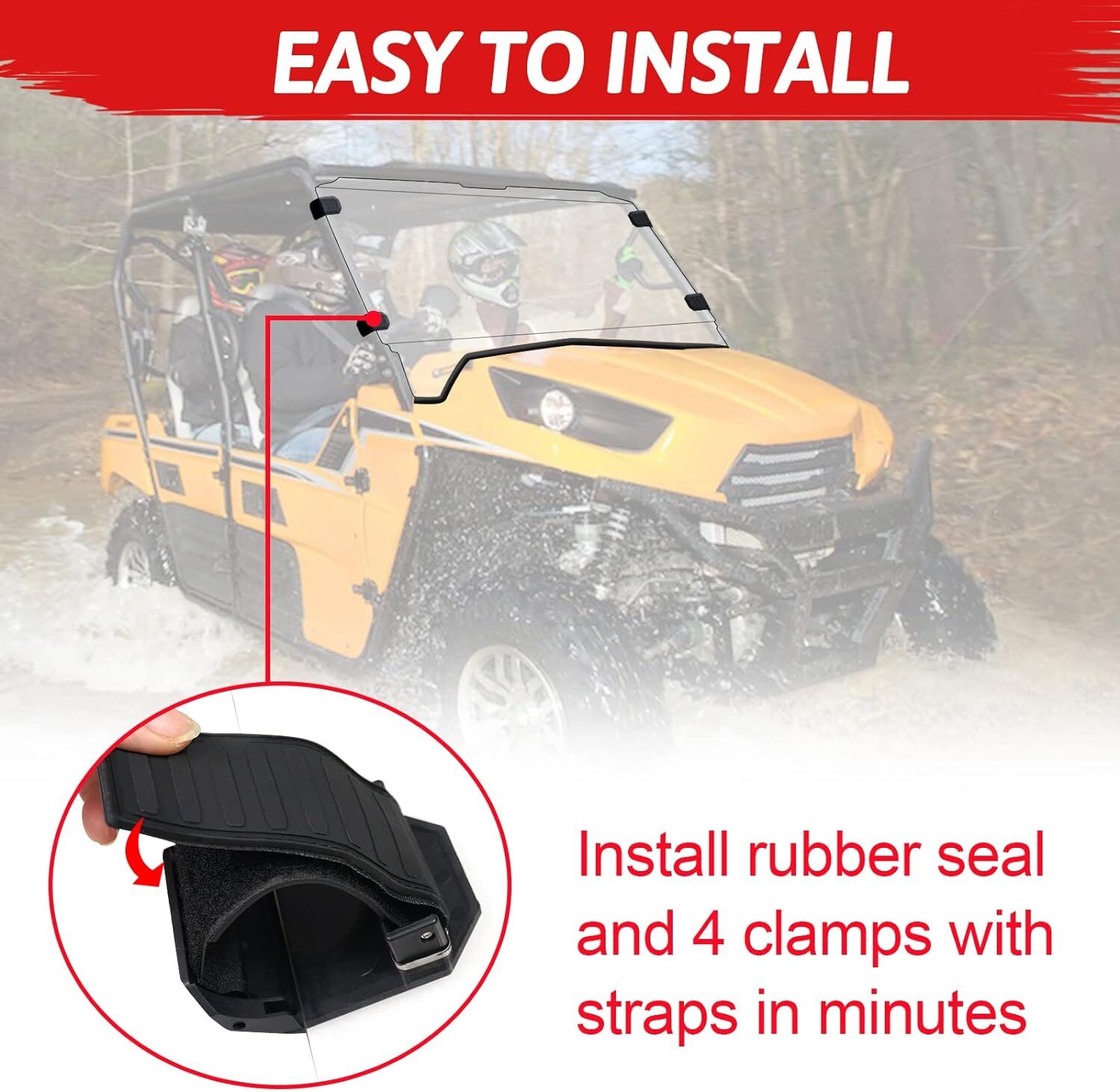 UTV Full Front Windshield for KAWASAKI Teryx 4 750 Teryx 800/4 800 2013-2015