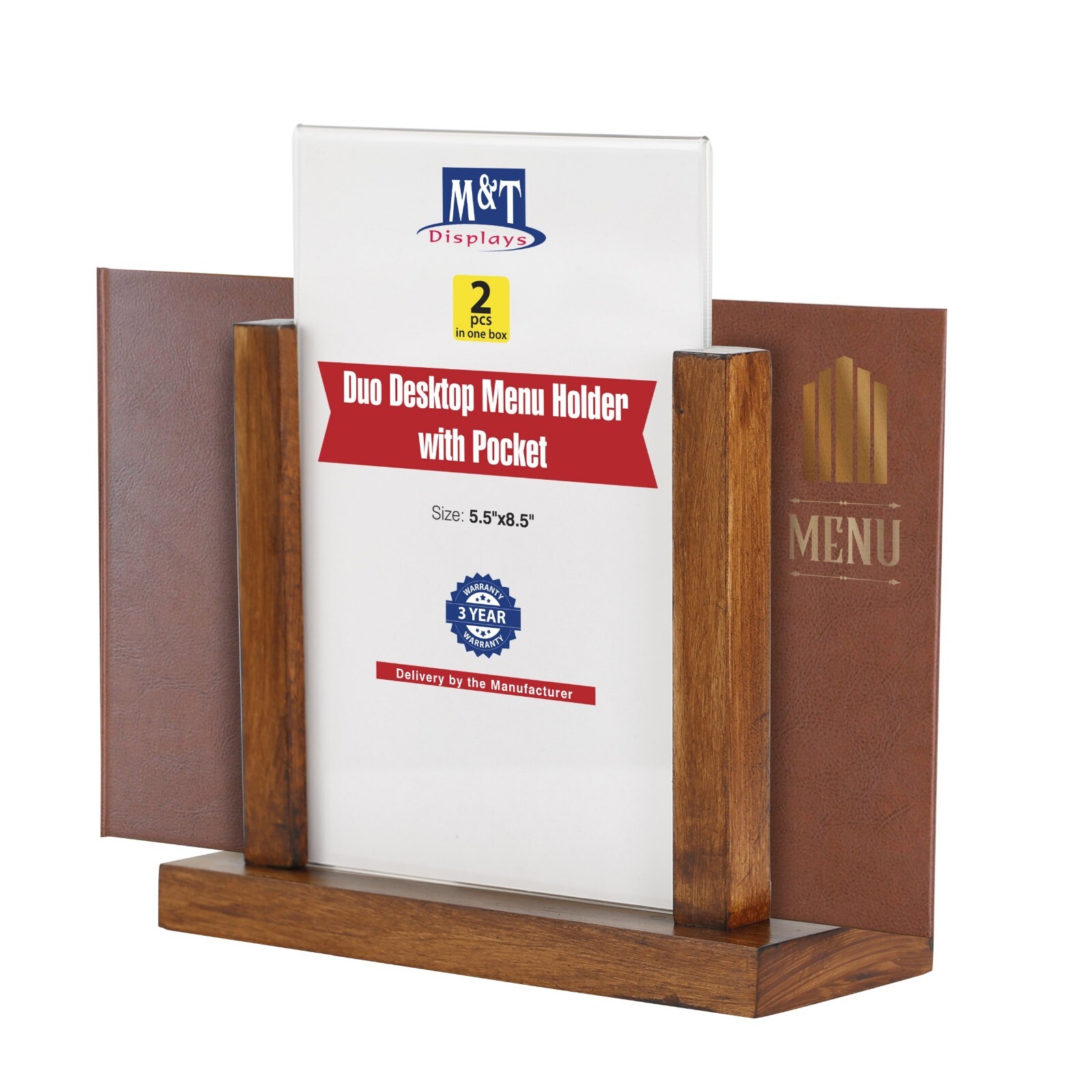Contemporary Desktop Menu Holder with Acrylic U Type Pocket Ad Frame (Lot 2)