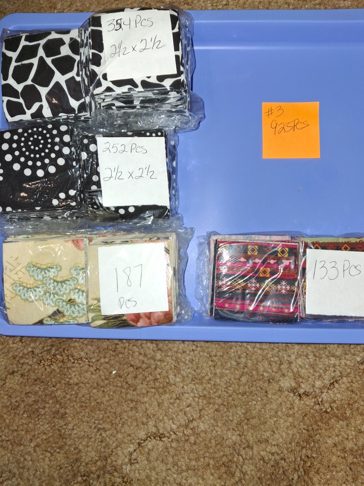 2.5 x 2.5 inch precut 100% cotton fabrics 925pcs total