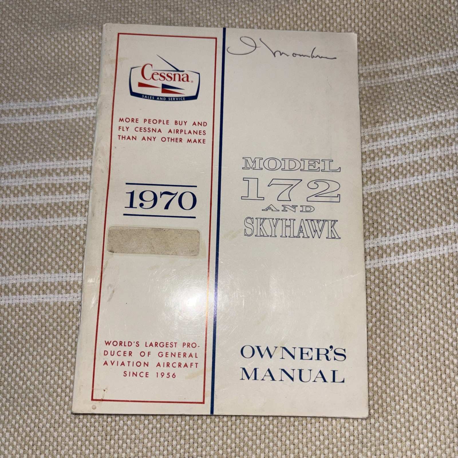 Vintage Cessna Model 172 & Skyhawk Owner's Manual 1970