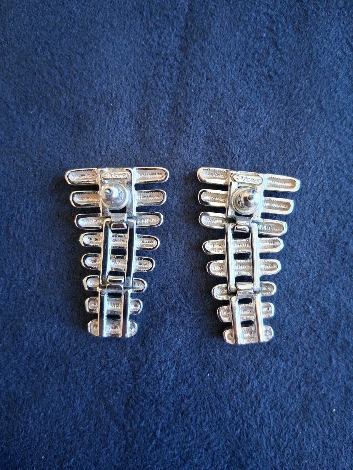 Monet Dangle Earrings Xylopone Silver Tone