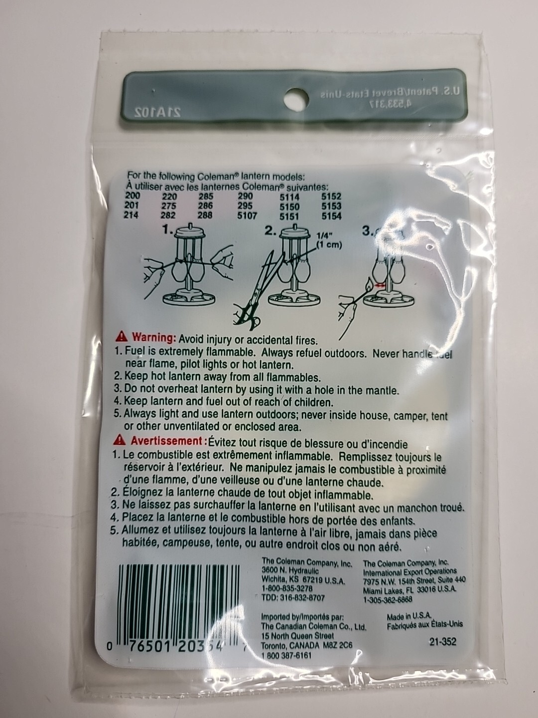 New Coleman String Tie 21 Mantles, 2 Pack, 21A102, For Lantern