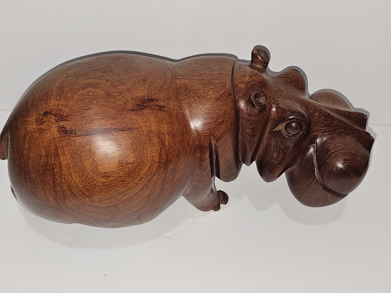 SUPERB ! MCM TEAK HIPPOPOTAMUS SCULPTURE VTG ORIG MID-CENTURY MODERN NONE NICER