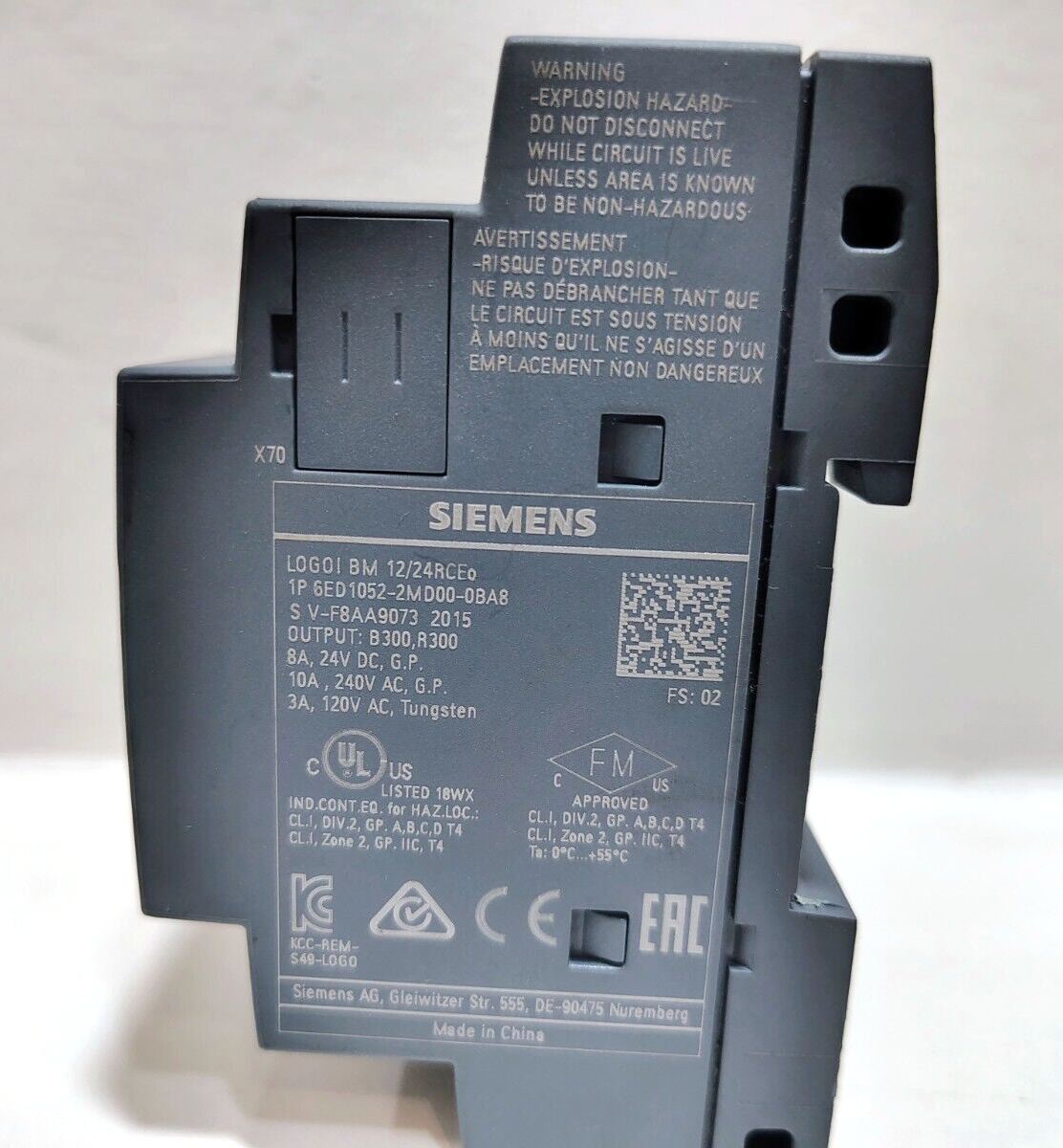 SIEMENS 6ED1052-2MD00-0BA8 LOGIC MODULE WITHOUT DISPLAY LOGO BM 12/24RCEo