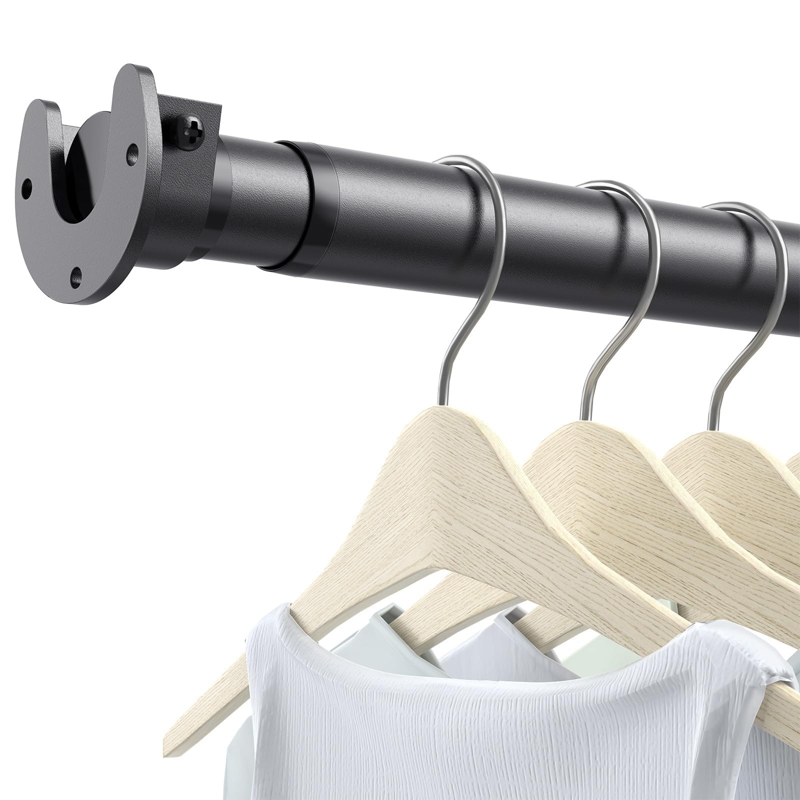 Closet Rod Stepless Adjustable 17 To 84 Inch Heavy Duty Metal Hanging Bar