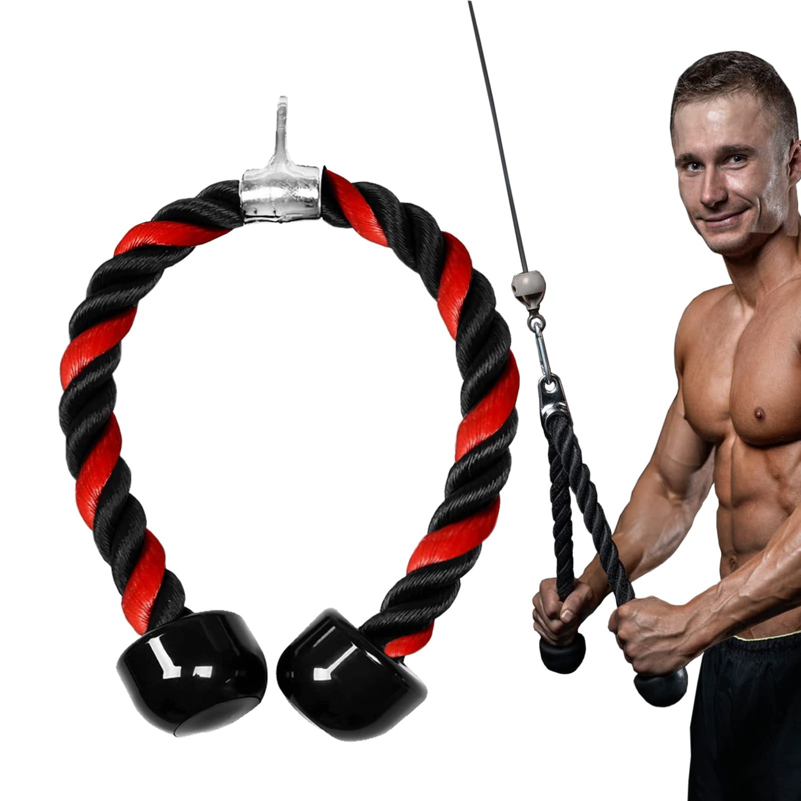 Heavy Duty Tricep Rope Attachment for Pushdowns & Home Gym Workouts 27"