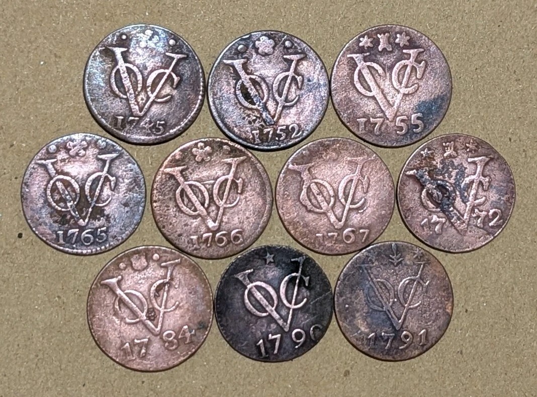 Lots 10 Pcs Dutch VOC Duit 1745 - 1791 New York Penny Copper Coin_A563