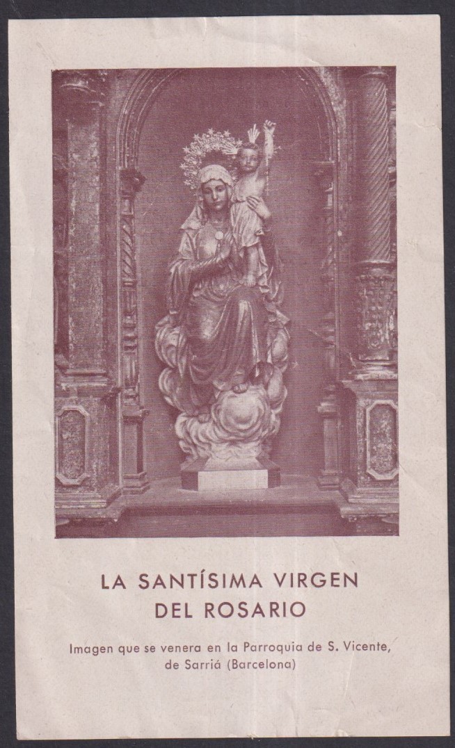 Holy card antique of Virgin del Rosario santino image pieuses estampa