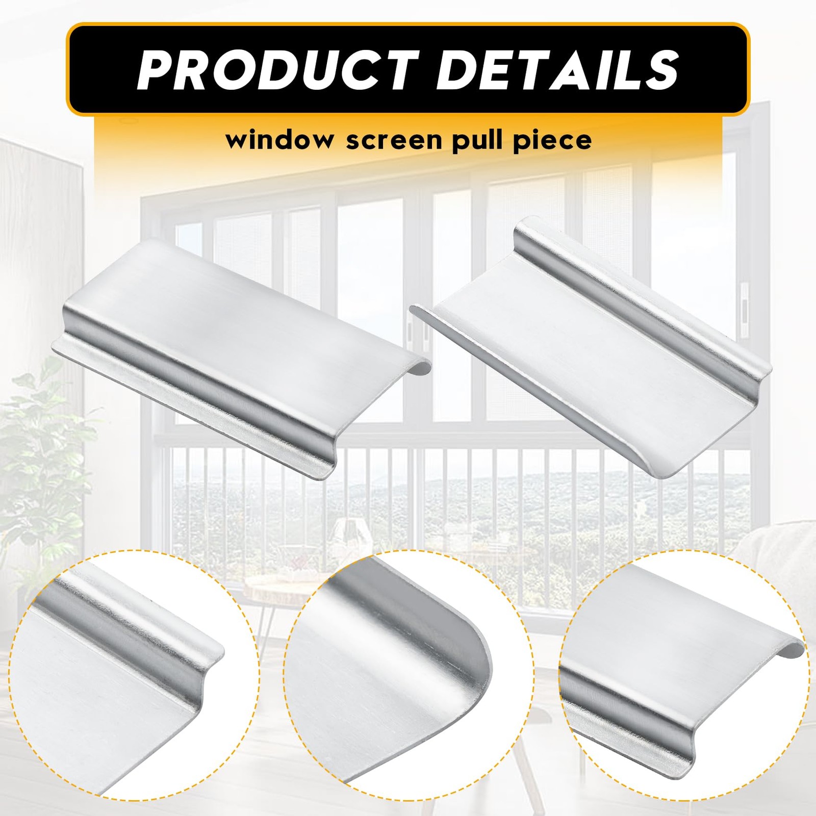 ​​Universal Aluminum Window Screen Pull Tabs 20-Pack Durable UV-Resistant Br...