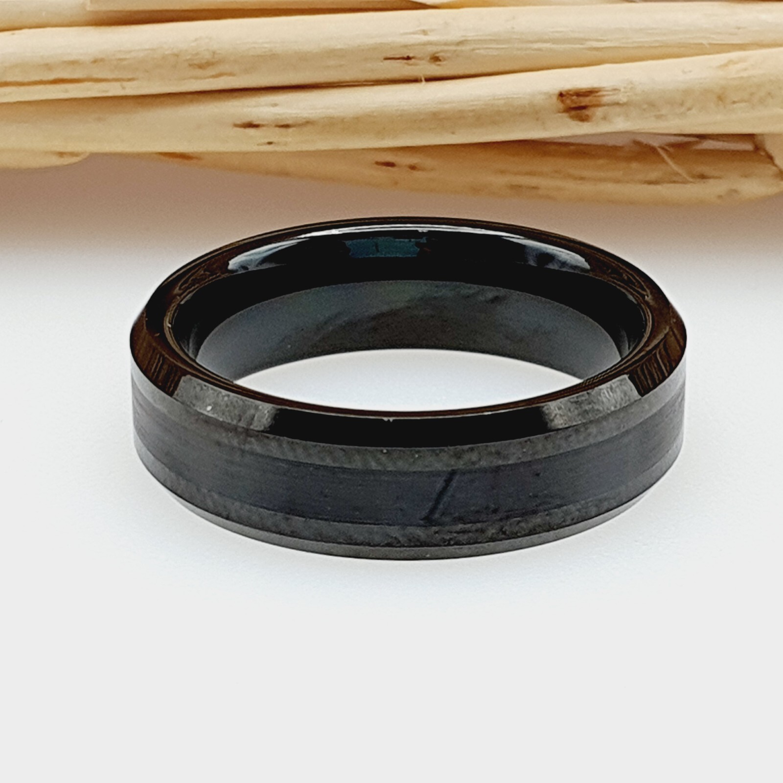 Women’s 6mm Black Tungsten Wedding Band, Brushed Center Comfort-Fit Promise Ring