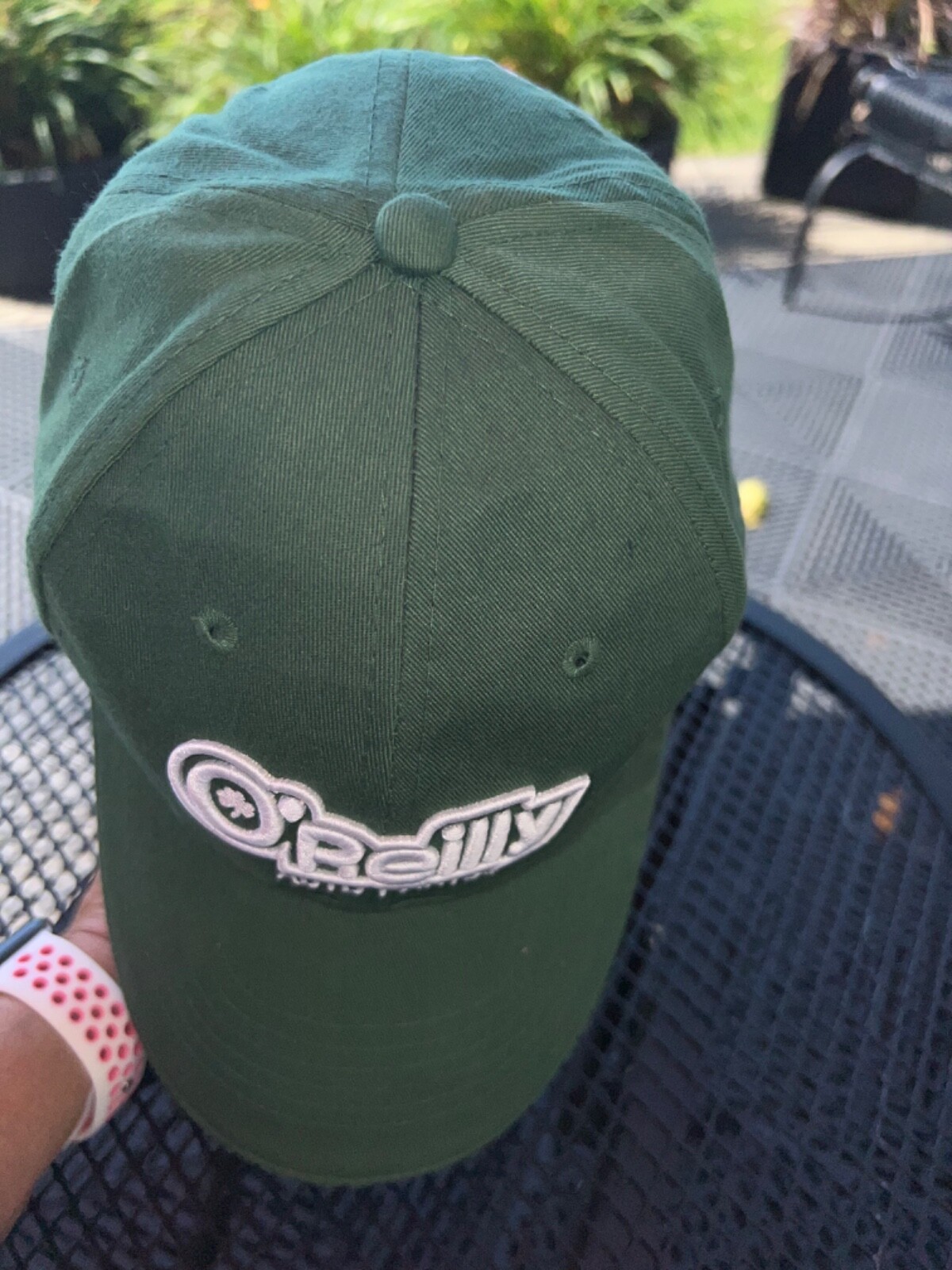 O’Reilly Auto Parts Green with White Hat Cap Hook Loop EUC