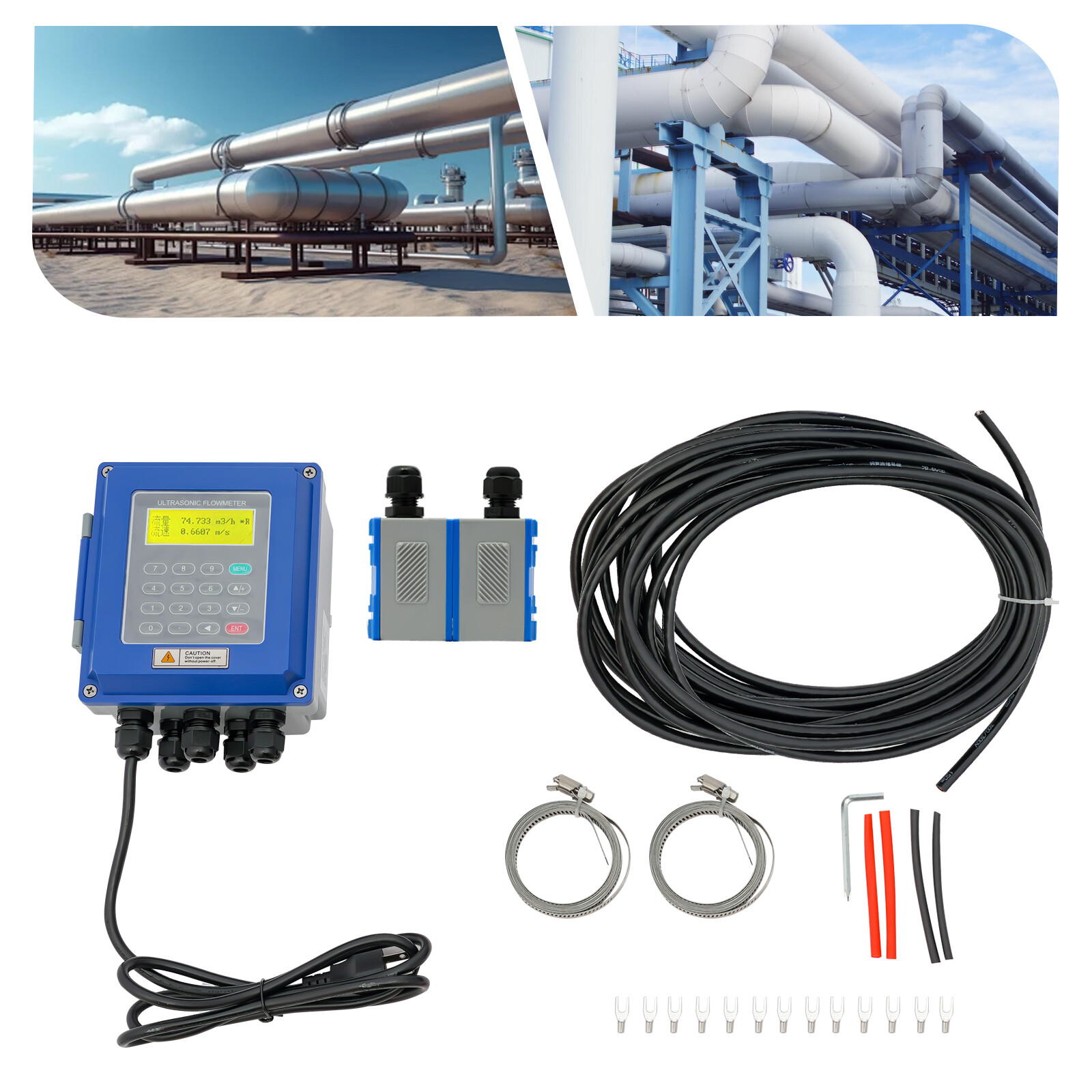 TUF-2000B Ultrasonic Liquid Flowmeter Protection Wall Mounted Flow Meter US