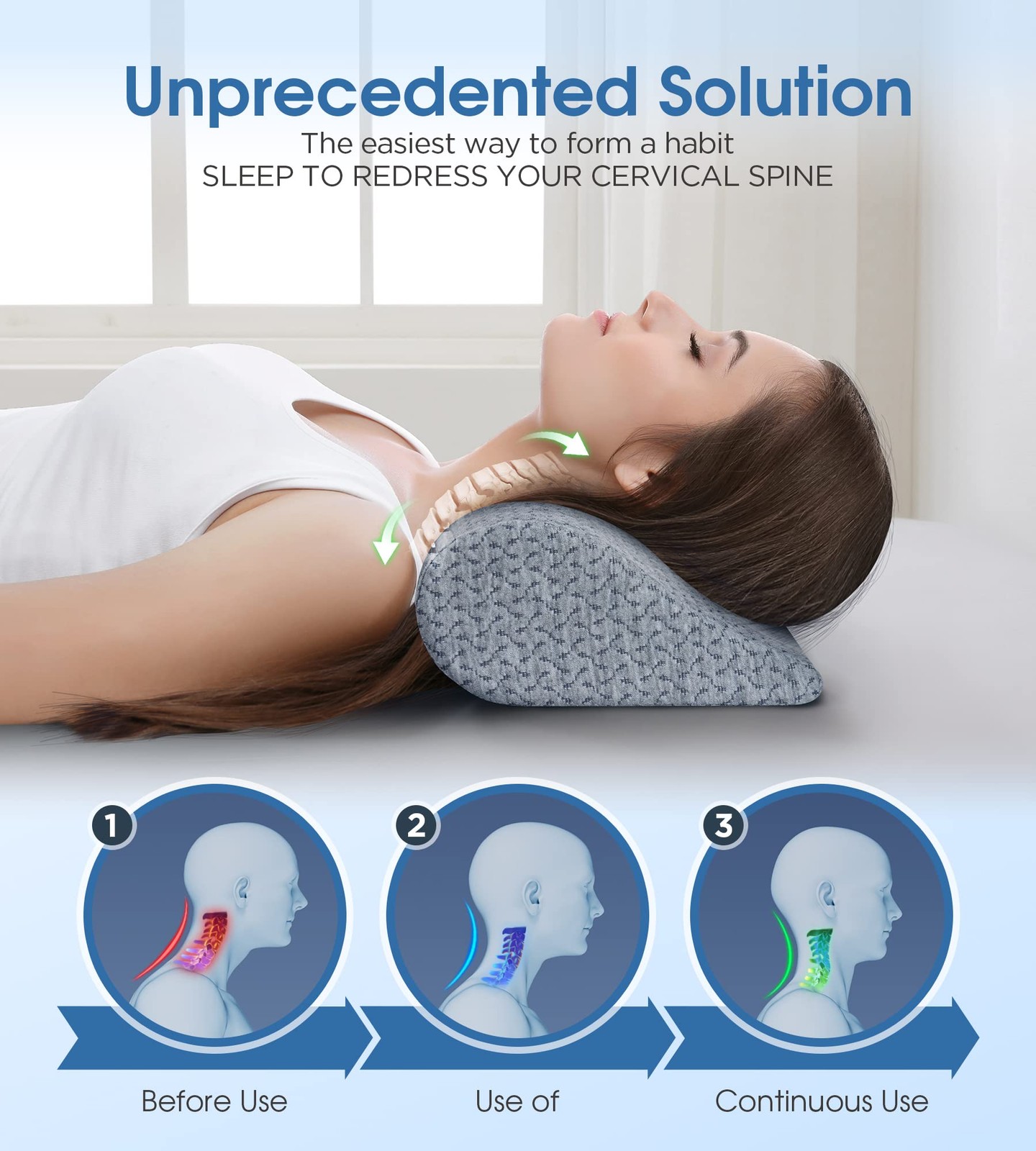 Cervical Neck Pillows for Pain Relief Sleeping, High-Density Memory Foam Pillow
