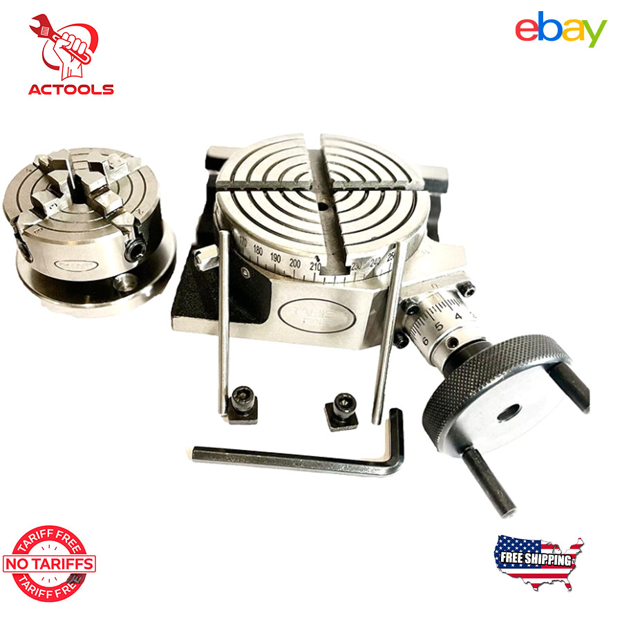 New HV4 "Rotary Table With 70 mm 4 Jaw Independ Chuck Lathe + Back plate USA