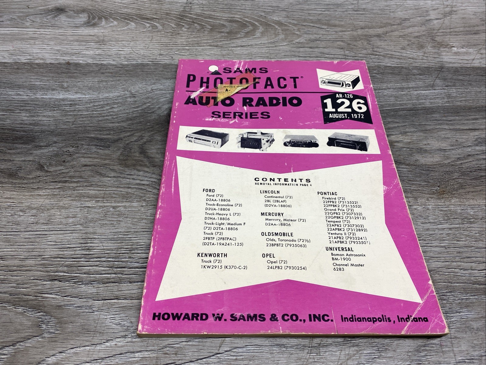 Sams Photofact Auto Radio Service Data Series Repair Magazine # AR-126