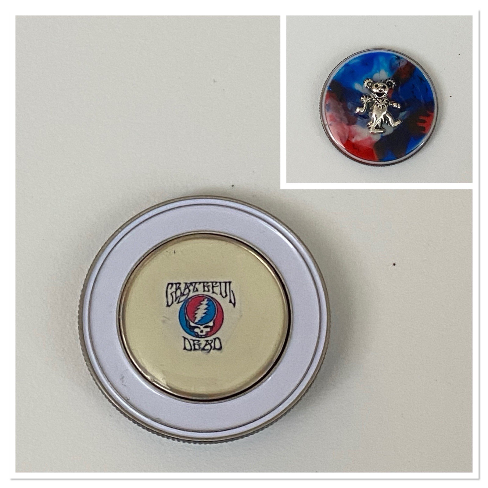 Greatful Dead 1-1/2” Pocket Coin W/ Removable Ball Marker One Of A Kind Enamel