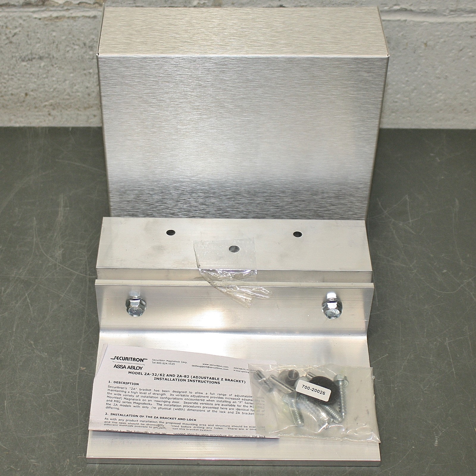 Securitron Z-Bracket ZA-32/62CL, Aluminum, For Magnetic Mounting Door Locks