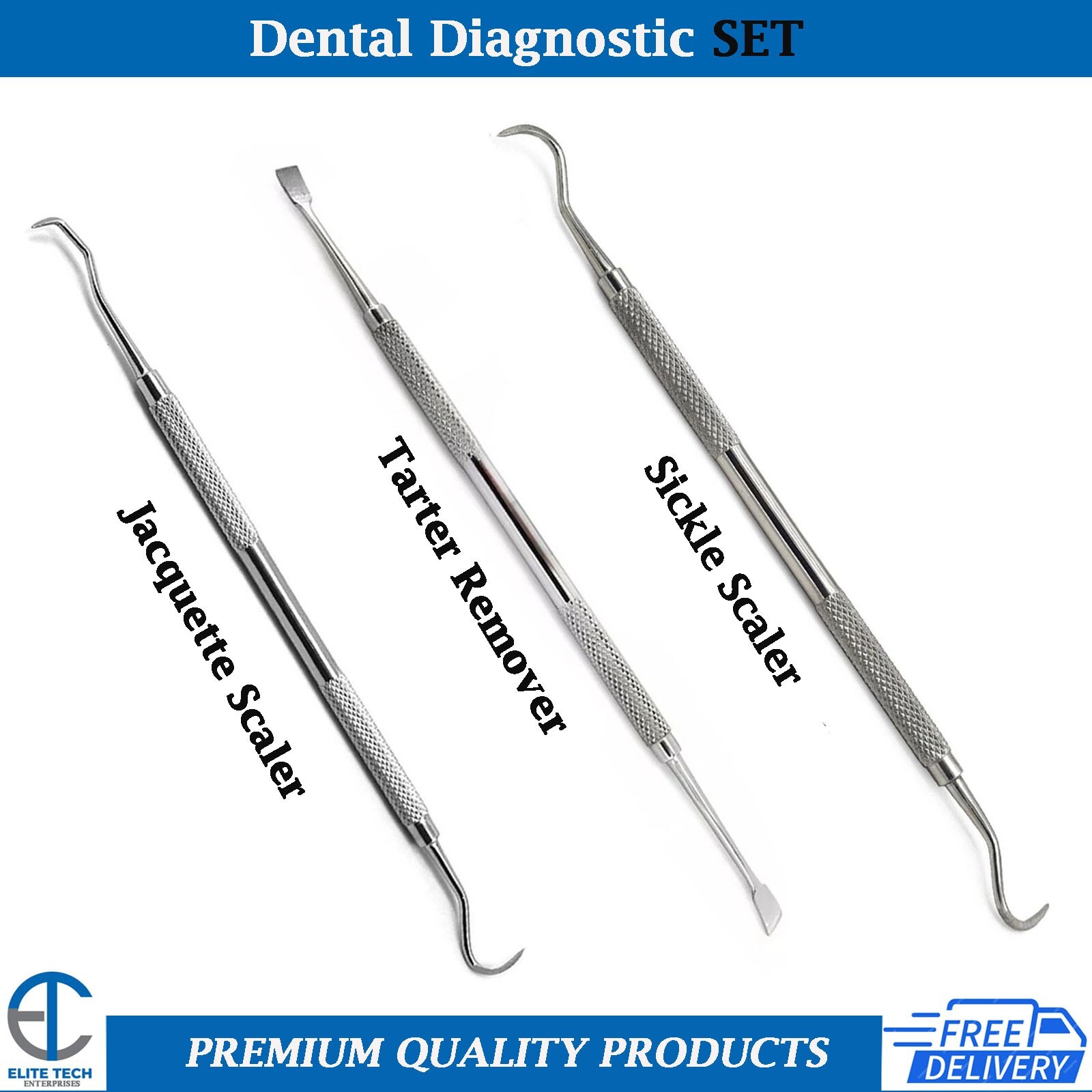 Dental Pick Set 4 PCS - Stainless Steel Dental Tools Kit Teeth Cleaning Tool