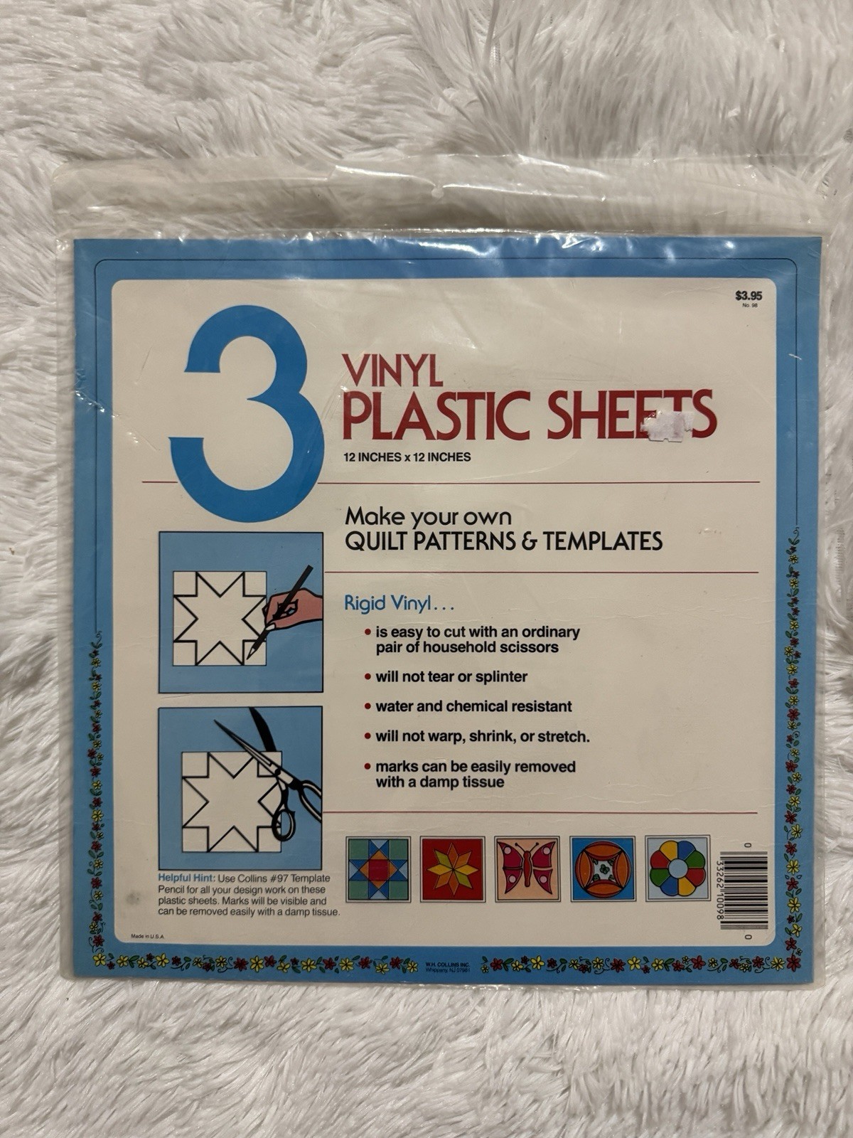 Applique Pressing Sheet and 3 Vinyl Plastic Sheets Quilting Patterns Templates