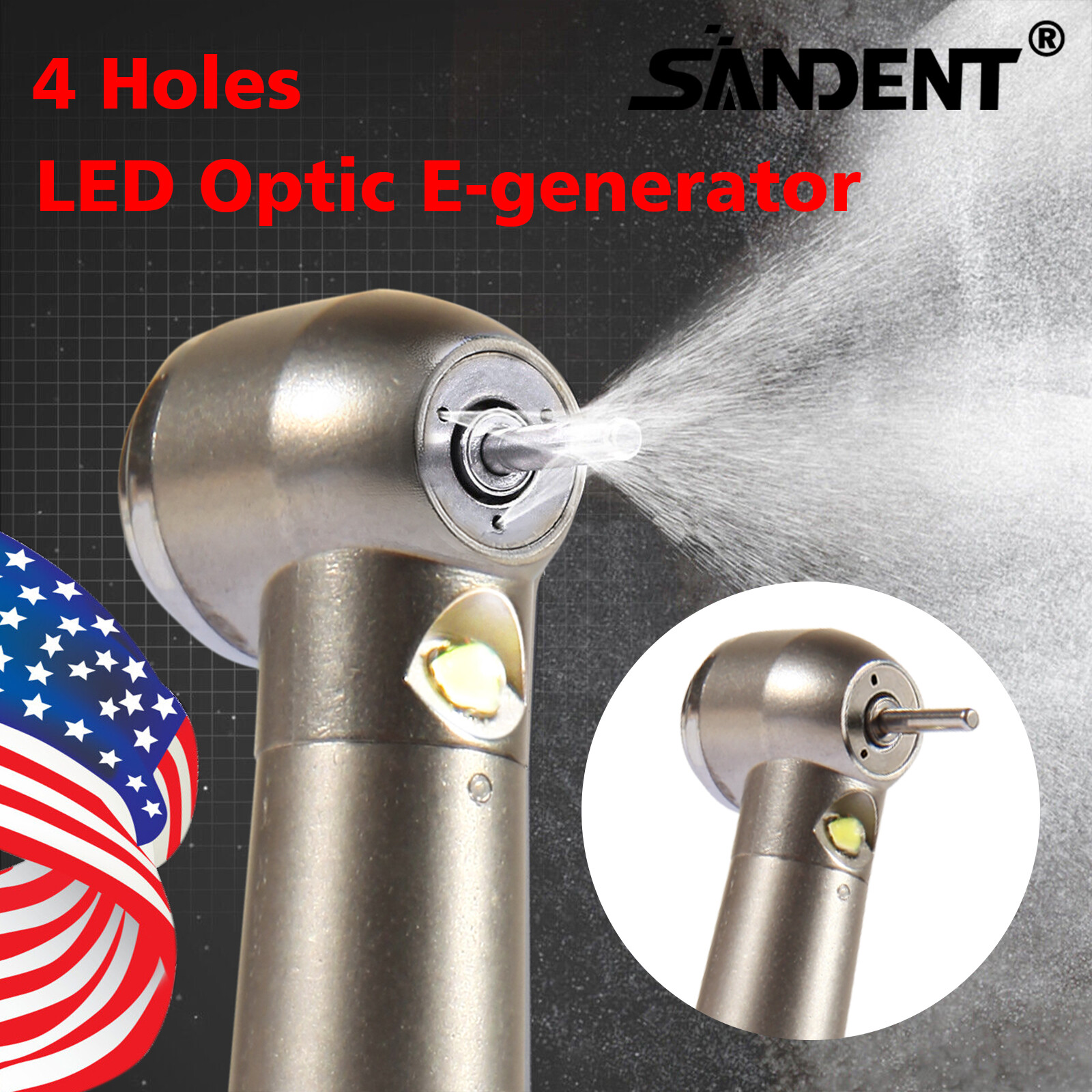 KAVO Style Dental LED Fiber Optic High Speed Handpiece 3 Spray 4 hole