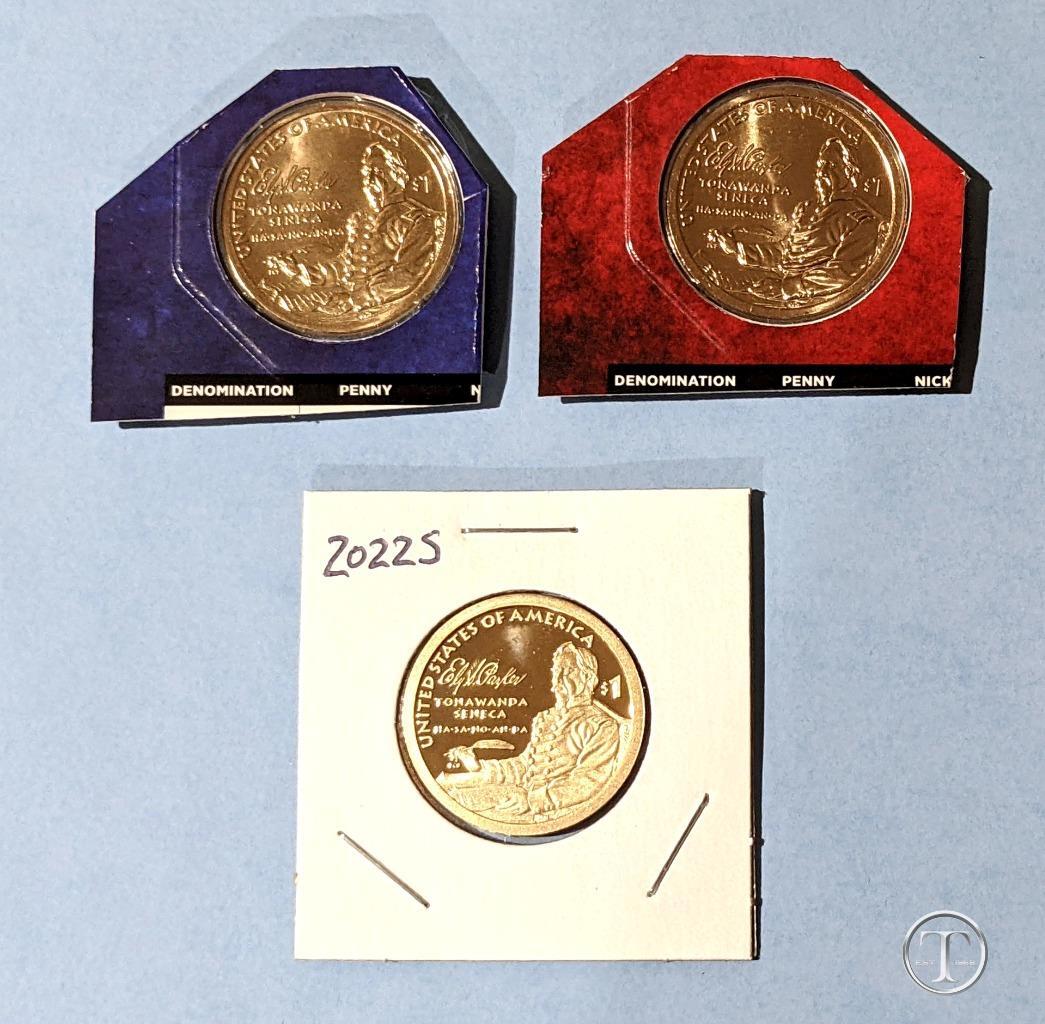 2022 P D and S BU Sacagawea Native American Dollar Set= PD from Mint Sets=3 coin