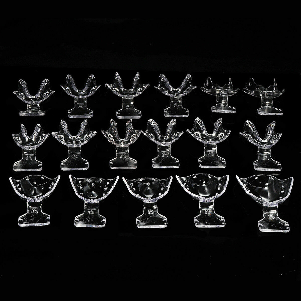 18 Pcs Dental Impression Trays Frame Full Cut Back Edentulous Jaw Holes