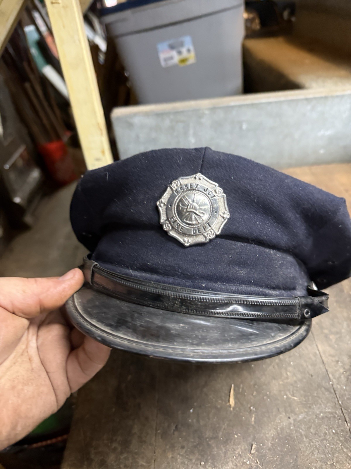 Vintage Obsolete Essex JCT VT Fire Dept Russell Uniform Workwear Hat Cap Badge