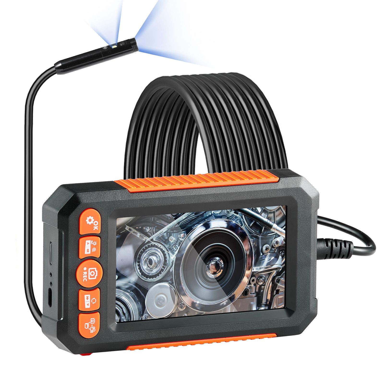Dual-Lens 4.3" HD Borescope Camera with 4X Zoom, 16.4FT Cable
