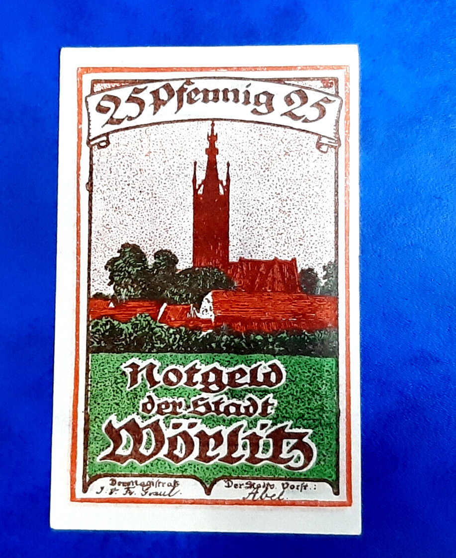 WÖRLITZ NOTGELD 25 PFENNIG 1922 EMERGENCY MONEY GERMANY BANKNOTE (23910)