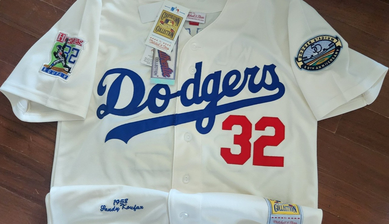 NEW! LA Dodgers #32 Sandy Koufax cooperstown Limited Edition Patch sewn Jersey B
