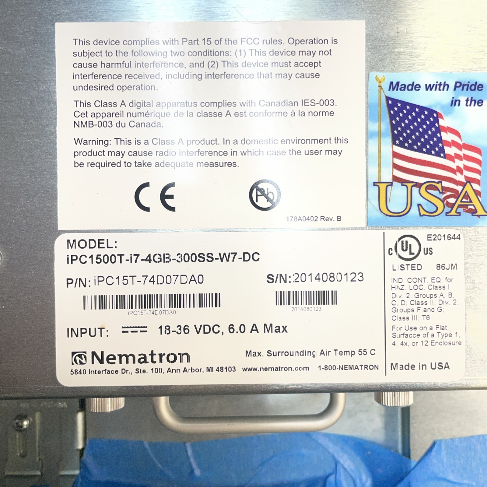 NEMATRON 15"Touch Screen IPC15T-74D07DA0