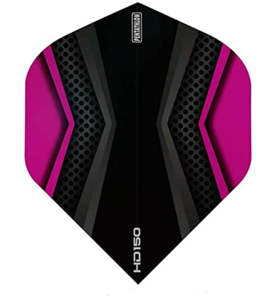 PENTATHLON MAGENTA/BLACK HD150 Standard Dart Flights 150 Micron 5 sets 15flights