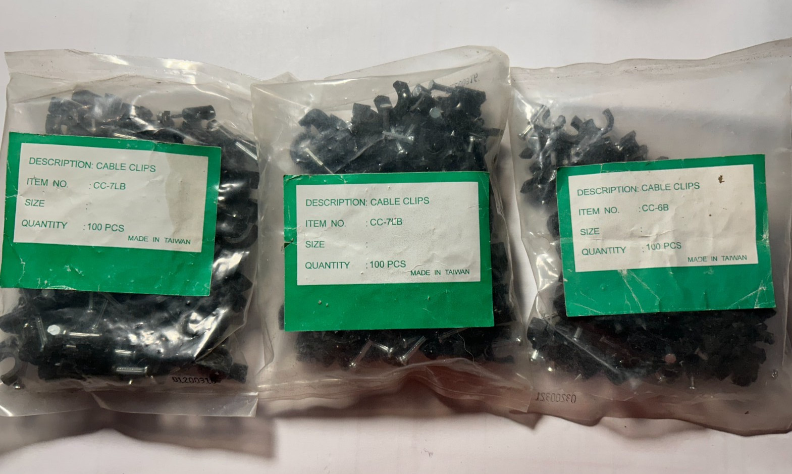 3 BAGS OF 100 BLACK NAIL ON COAX CABLES CLIPS-2/7MM..16MM 300 TOTAL-FREE SHIP