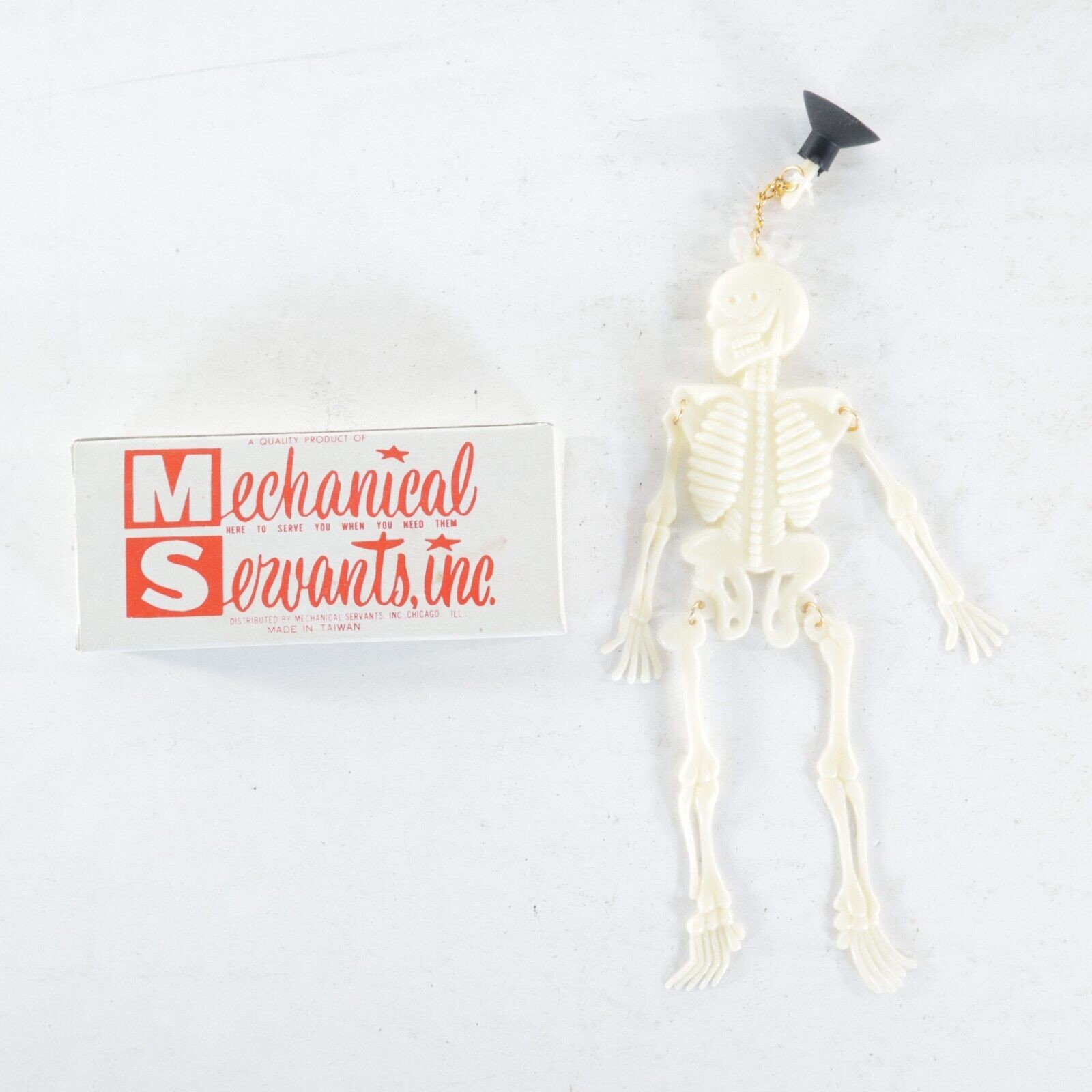 Mechanical Servants Inc Vintage Vending Machine Toy Skeleton 1703 Taiwan NOS