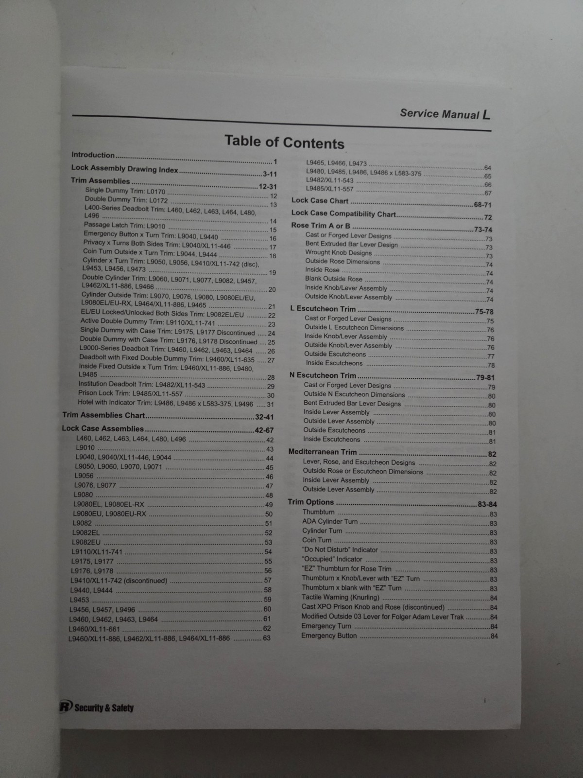 Schlage L-Series Service Manual