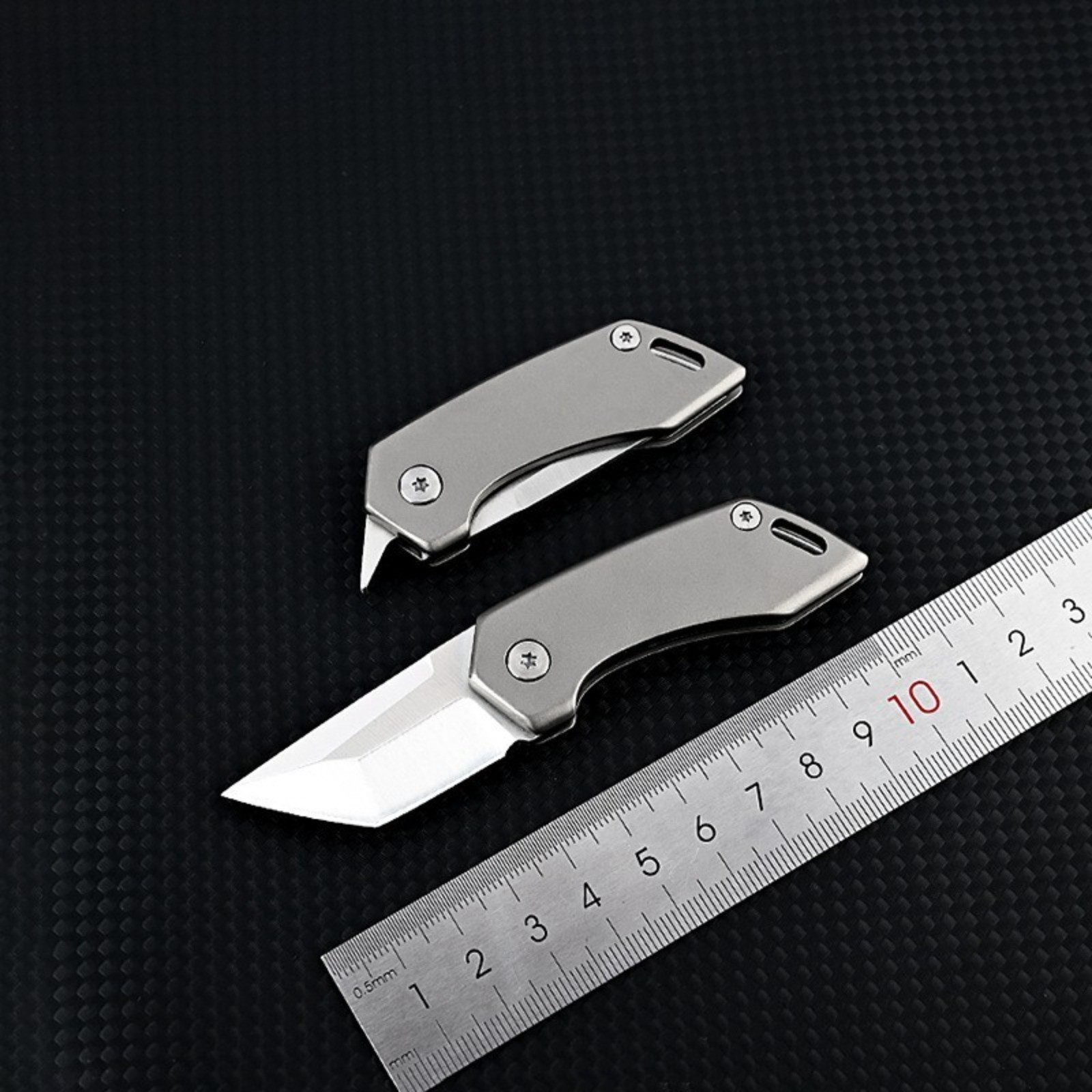 Mini Titanium Folding D2 Tanto Blade Knife EDC Outdoor Camping Keychain Tools