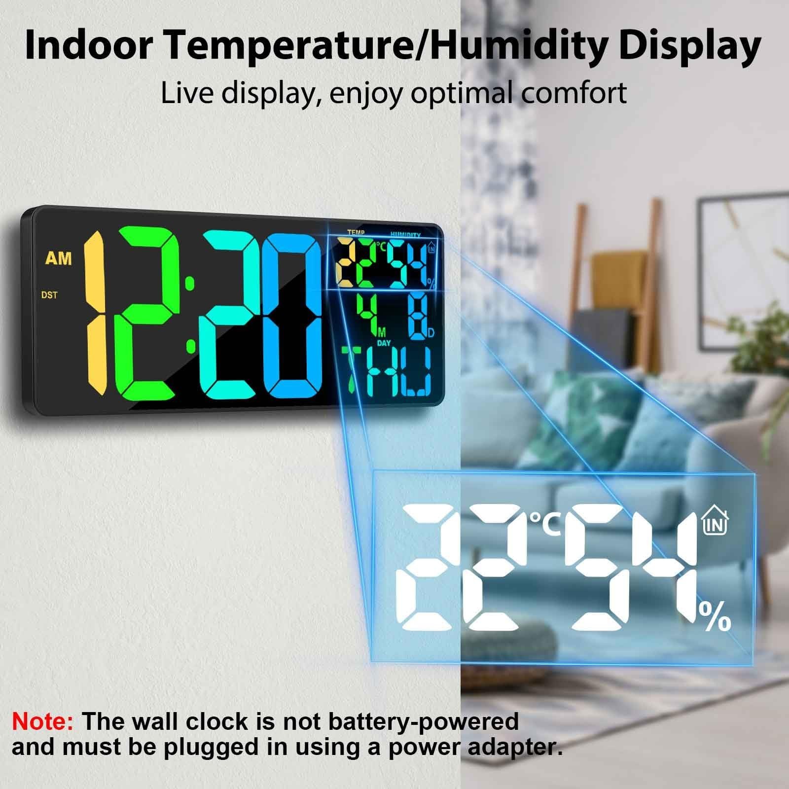 [Oversized] 18" Digital Wall Clock Large Display, 11 RGB Color Changing Large...