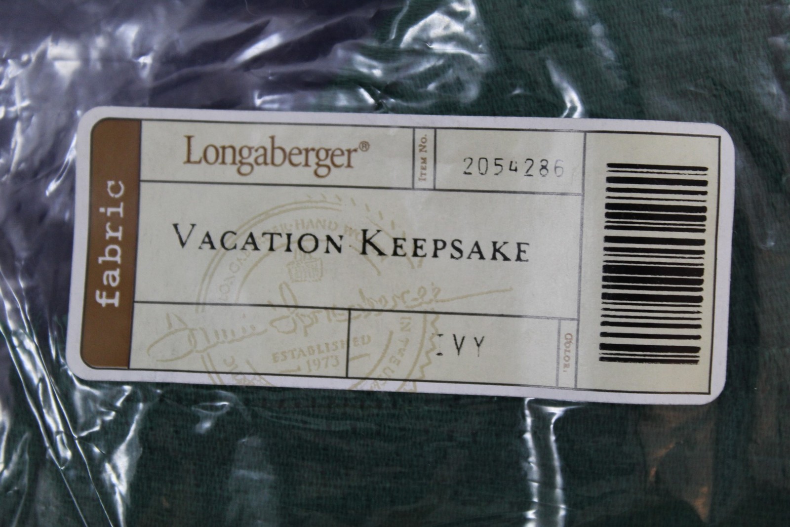 Longaberger 2003 Vacation Keepsake Basket Ivy Green Solid Liner #2054286 - NEW