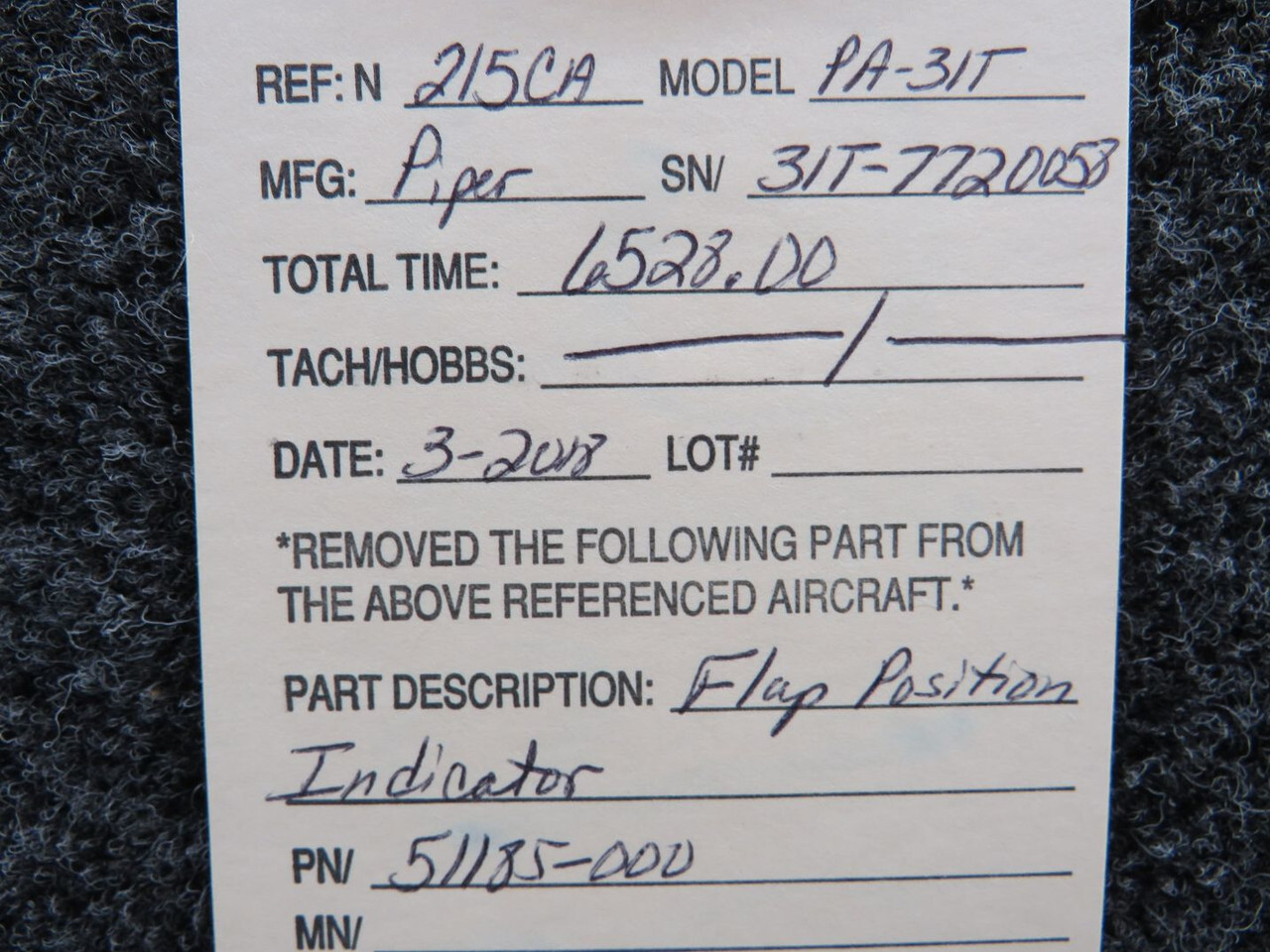 51185-000 Piper PA-31T Flap Position Indicator