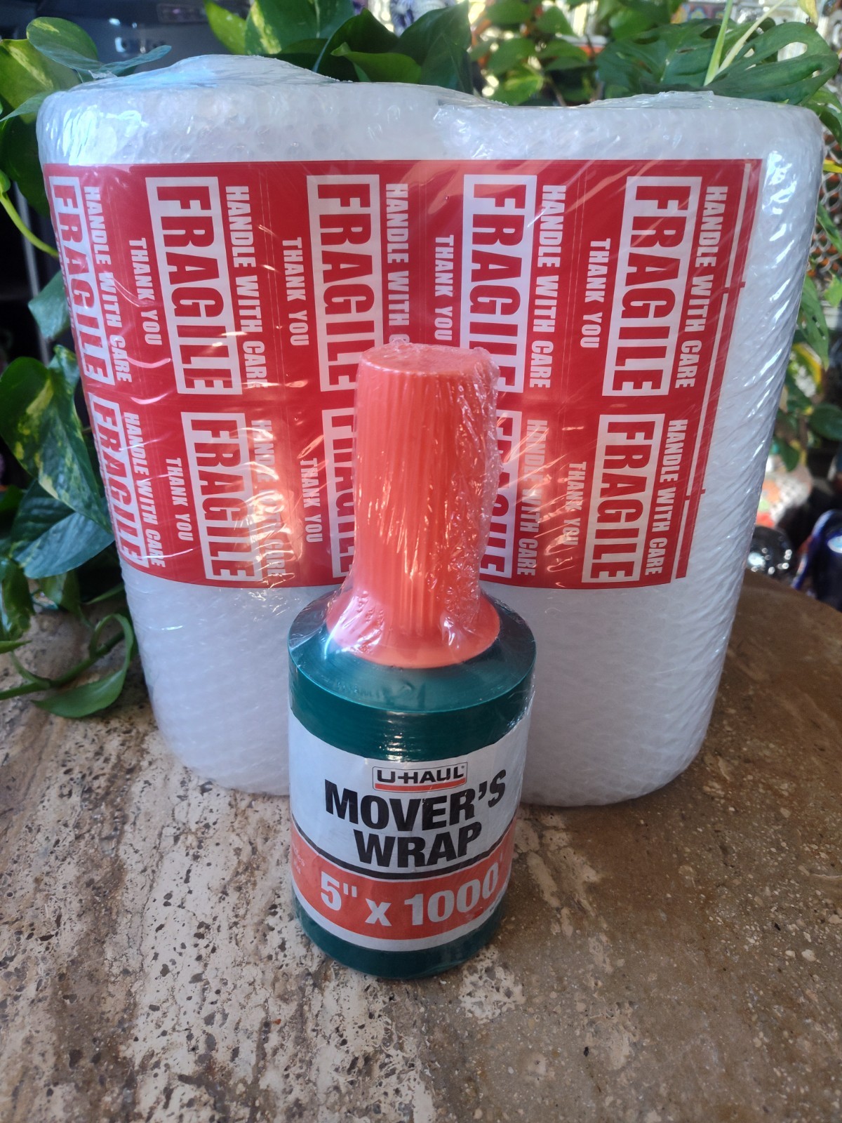 Uhaul Movers Wrap 5" x 1000' + (2) Bubble Cushioning Rolls 12" x 72'