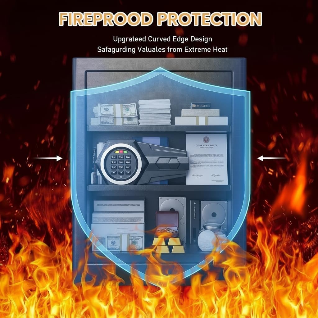 2.0 Cuft Safe Box,Security Home Safe with Digital Keypad, Dual Alarm System& LED