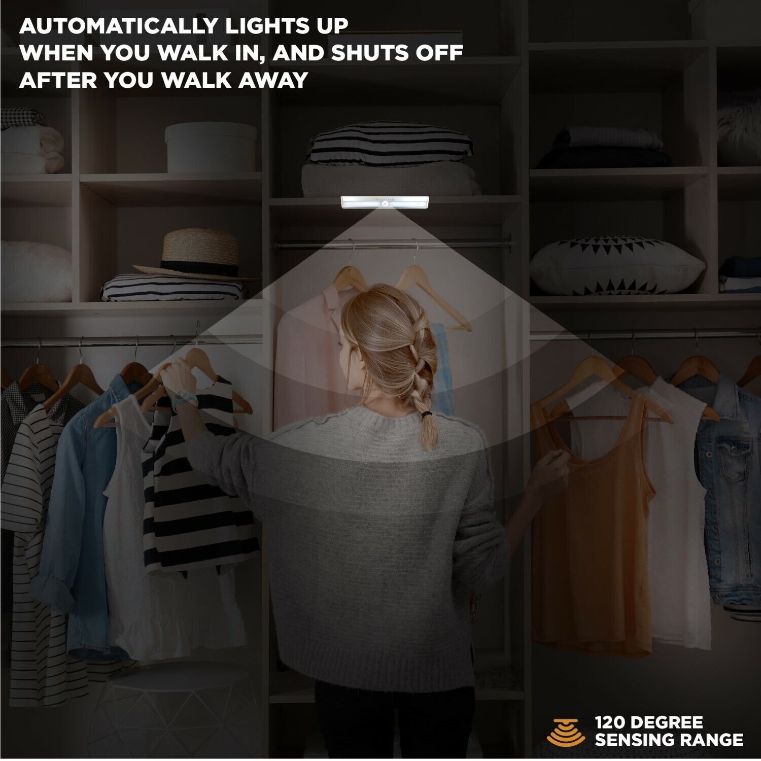 Wireless Motion Sensor Under Cabinet Closet LED Light Kitchen Counter Night Lamp