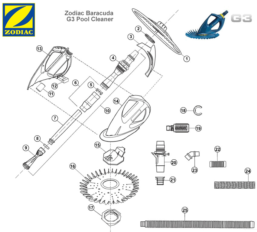 Zodiac Replacement Parts For Baracuda G3 Swimming Pool Cleaners (Choose Parts)