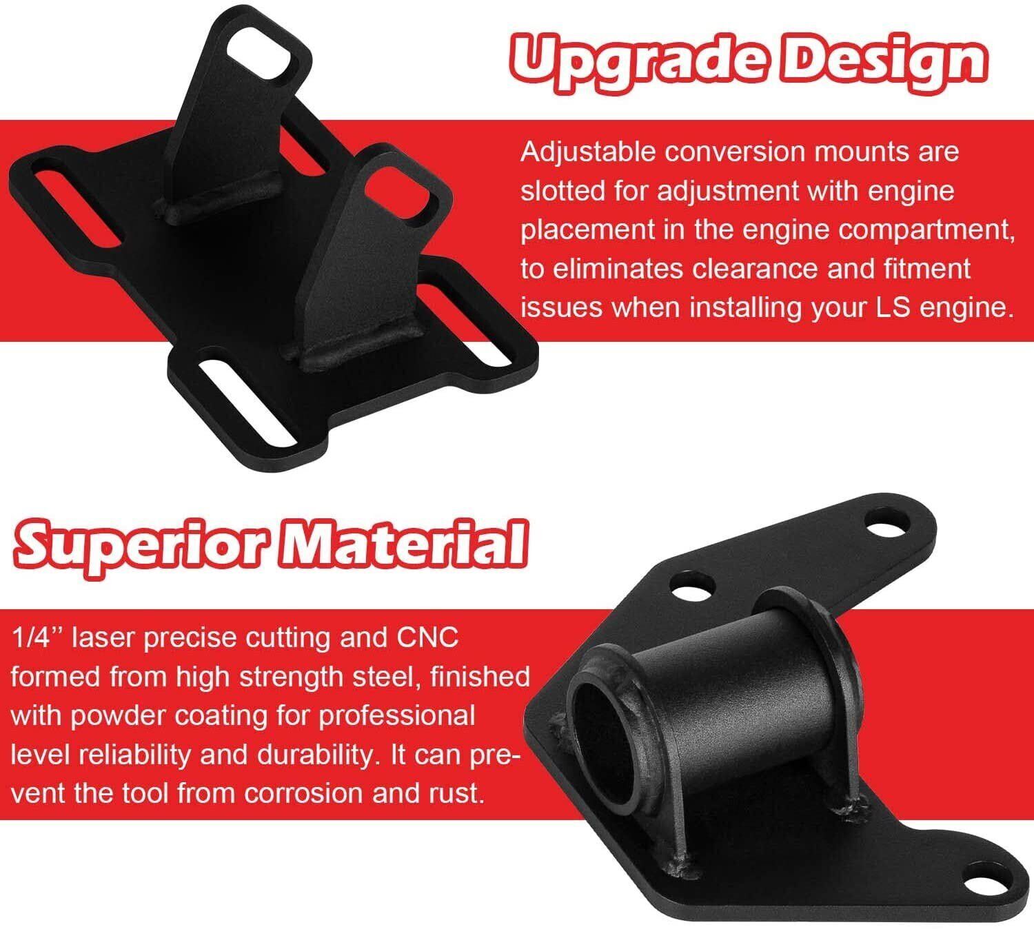 LS Conversion Engine Swap Mounts Adjustable with Hardware for GM Body LS1 2 LSX