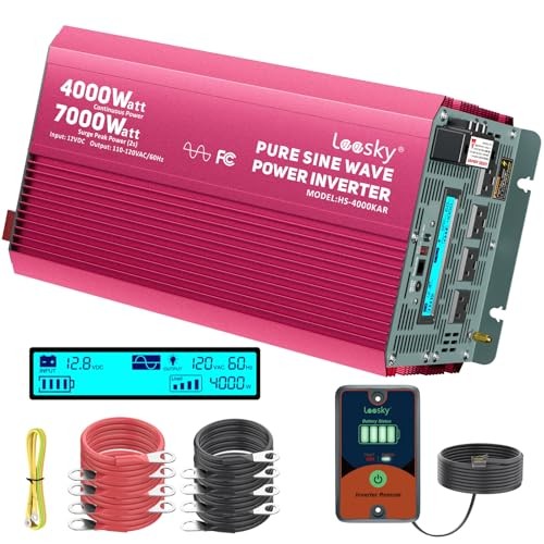4000 Watt Pure Sine Wave Inverter 12V DC to 4000W (7000W Peak) Pure Sine Wave