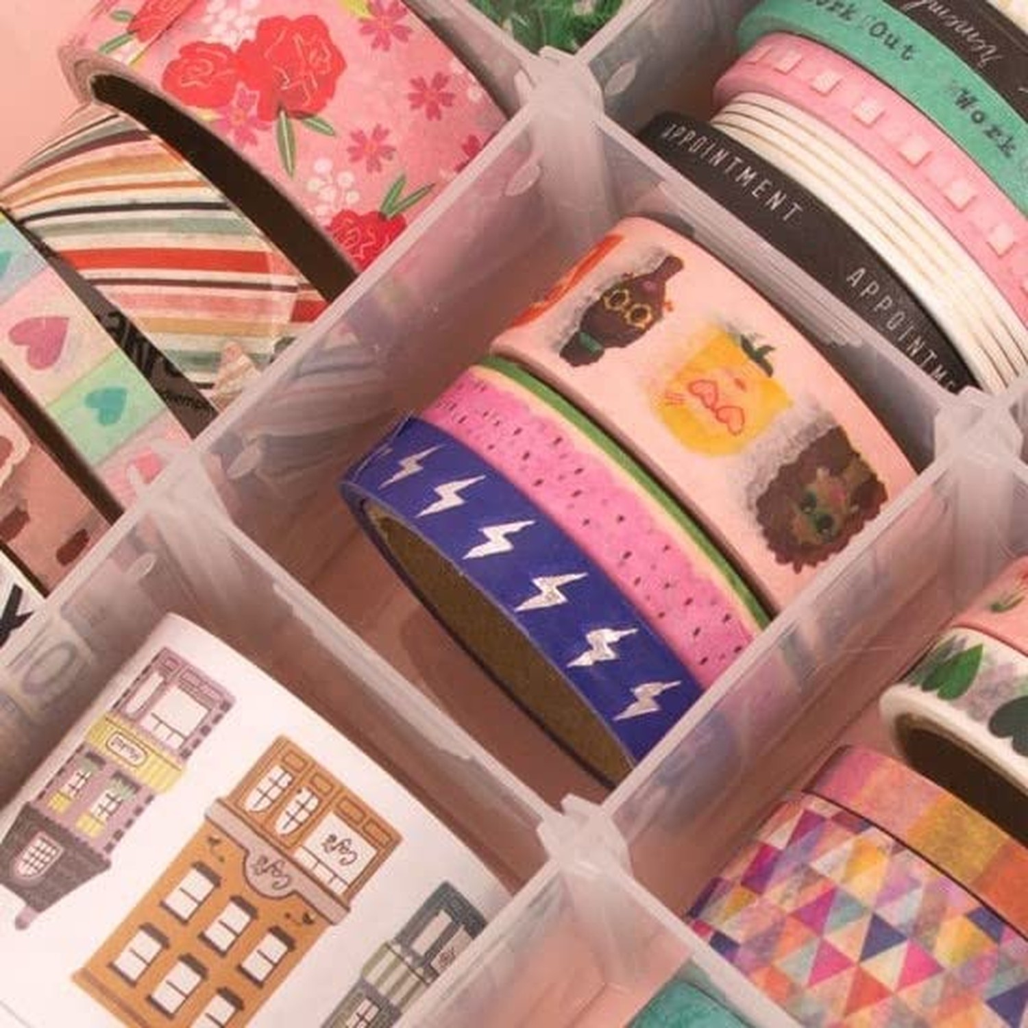 Craftelier - Washi Tapes Organiser Box | Transparent with Adjustable Compartm...