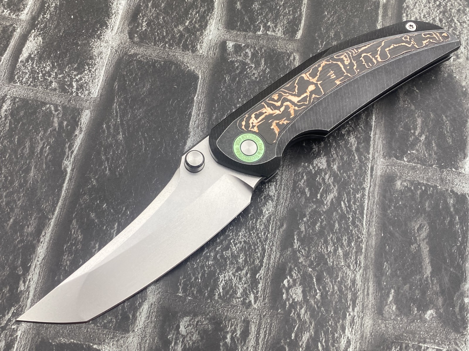 TwoSun TS499-YJ01-V01-Black Folding Knife Titanium Handle Stonewash Pocket Knife